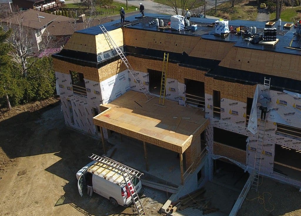 Contempo Studio Designed House in Vaughan for Stonebrook Homes — Soprema Flat Roof and Da Vinci Synthetic Slate